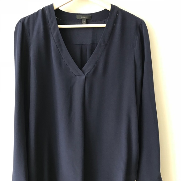 J Crew silk drapes v-neck blouse - Picture 3 of 7
